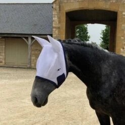 Saxon Fliegenmaske Mesh Weiß/Navy -Pferdebedarf Verkauf agradi 44946646 4.4cb6e8