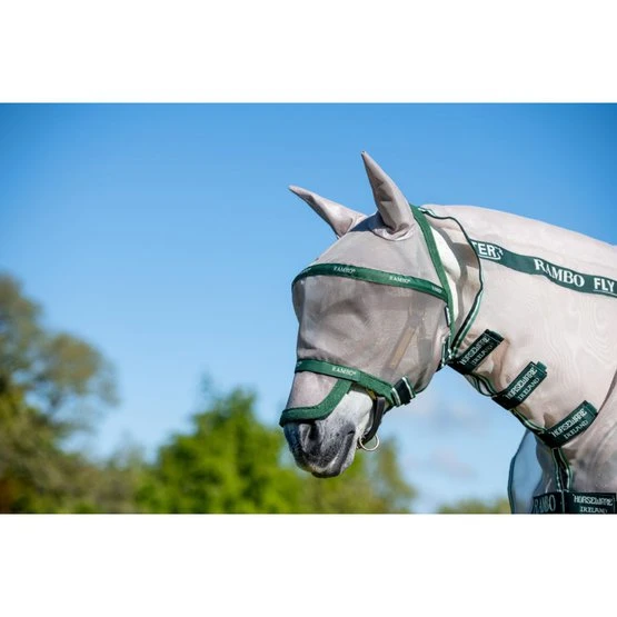 Rambo Fliegenmaske Plus Oatmeal/Green 6 Rambo Fliegenmaske Plus Oatmeal/Green - Image 4