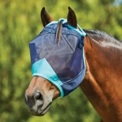 Weatherbeeta Fliegenmaske Comfitec Deluxe Fine Mesh Schwarz/Türkis -Pferdebedarf Verkauf wb 1006938000 navyturquoise wb fly mask image hero null.c4ab6a 1
